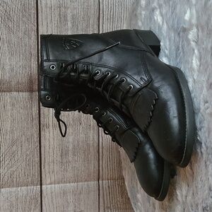 Ariat Black Leather Lace Boots, Women's Size 9D, Excellent Condition